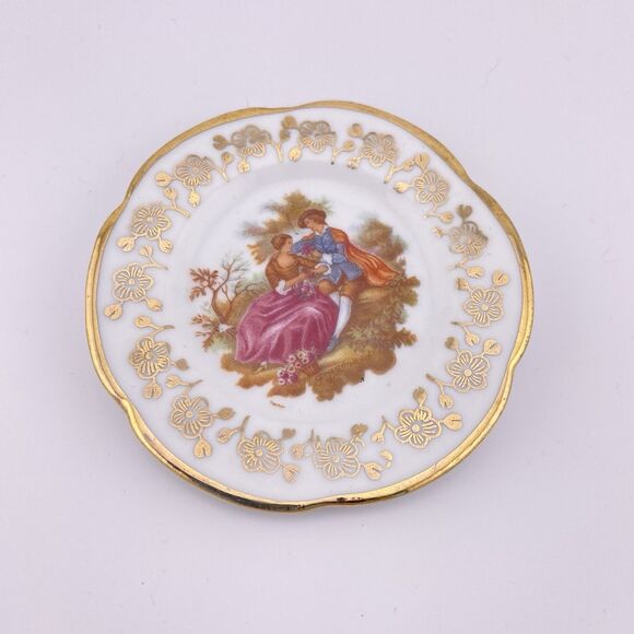 Limoges Other - Vtg Collectible Limoges Romantic Scene Mini Plate, Made In France 3.25”